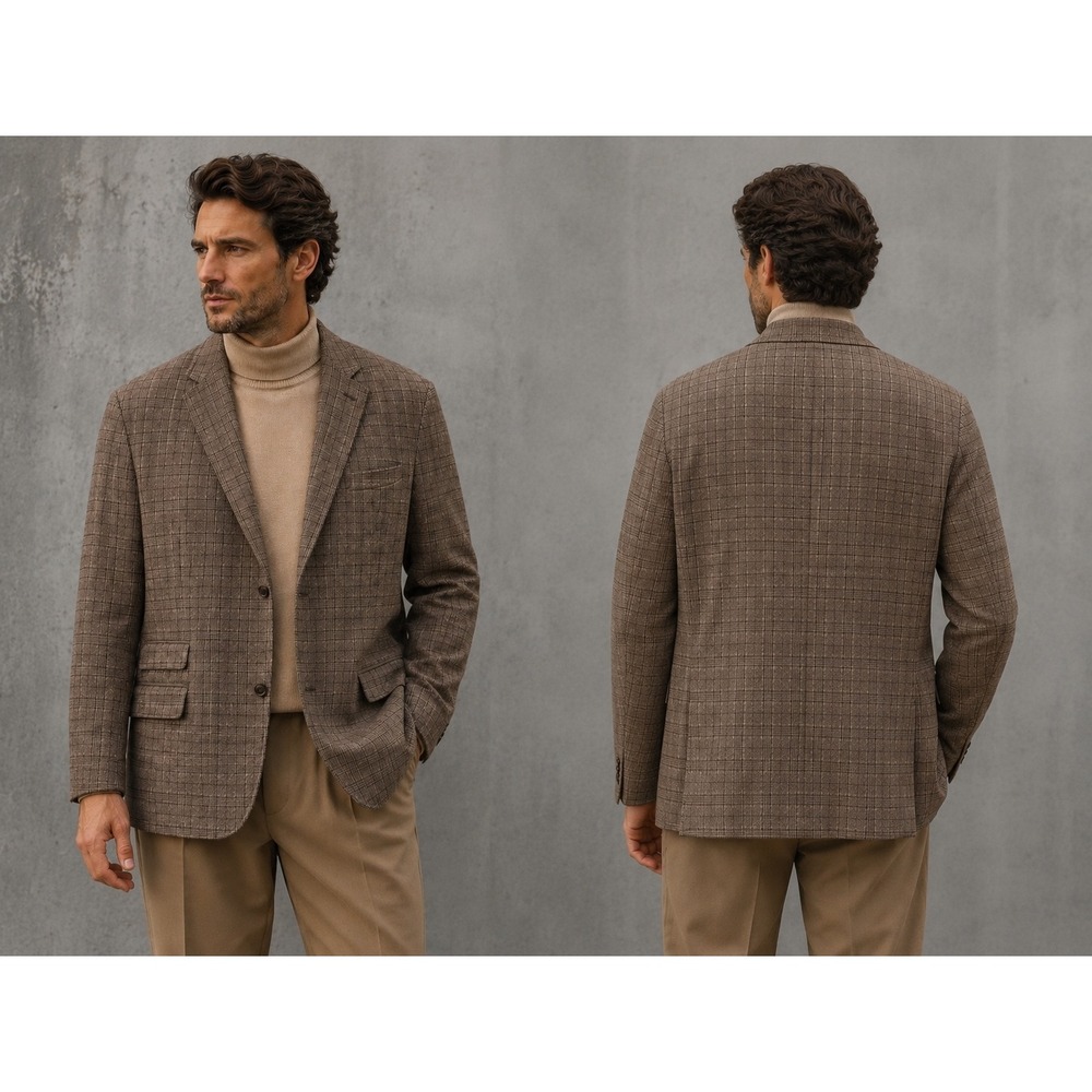 Michael Kors 100% Wool Brown Plaid Blazer Jacket 41R Dual Vent Sport Coat - Picture 16 of 16